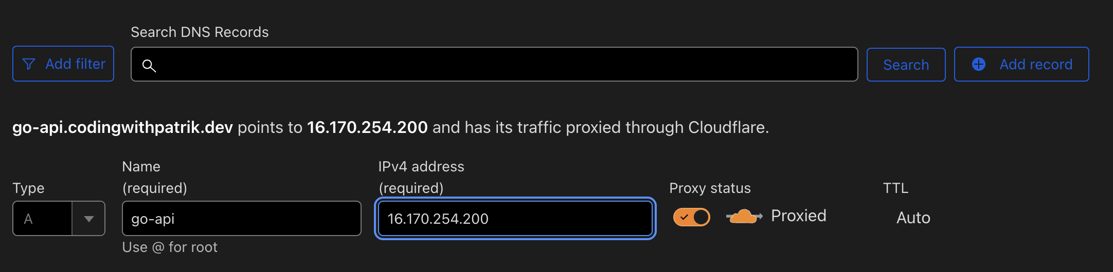 Cloudflare DNS Settings