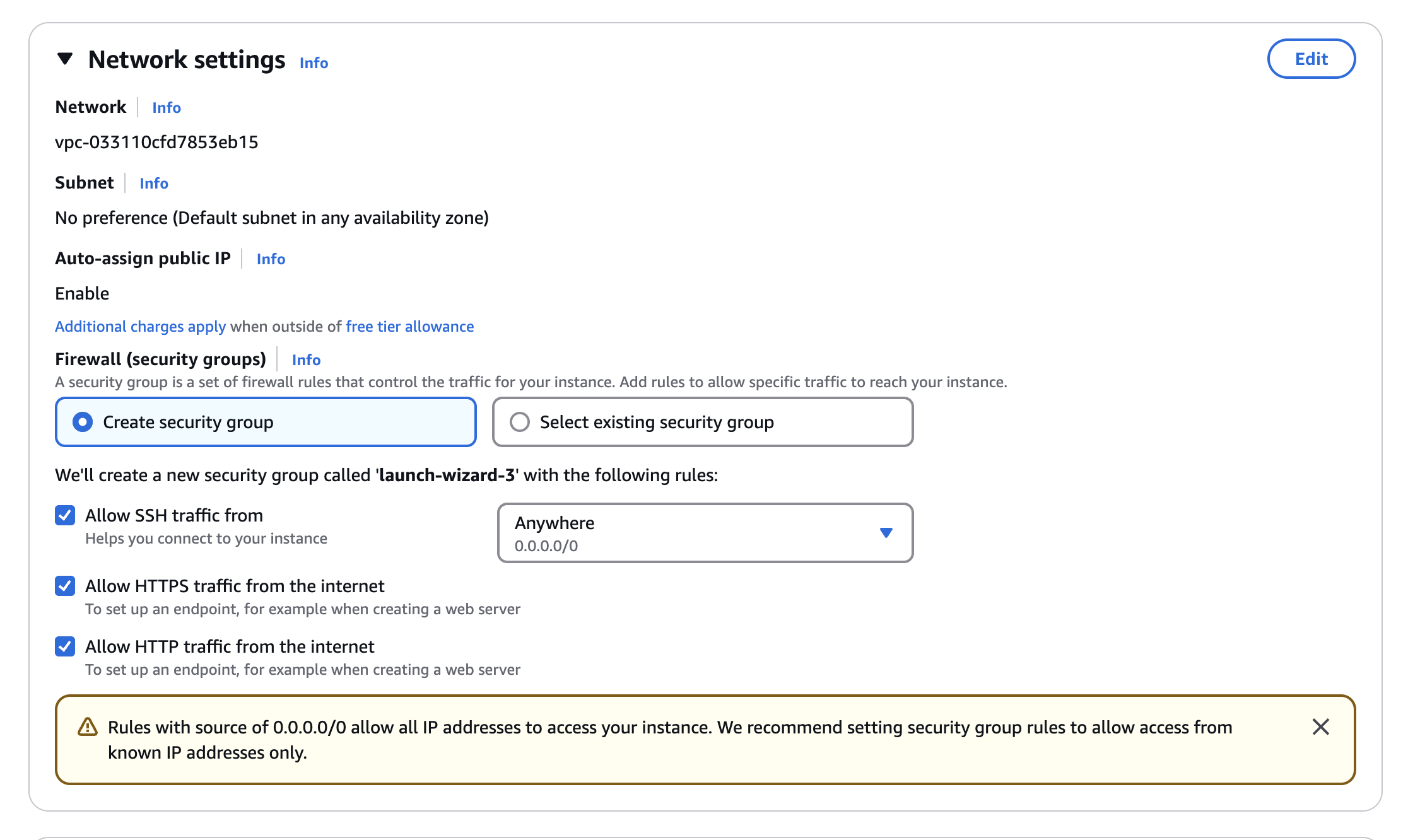 EC2 Network Settings